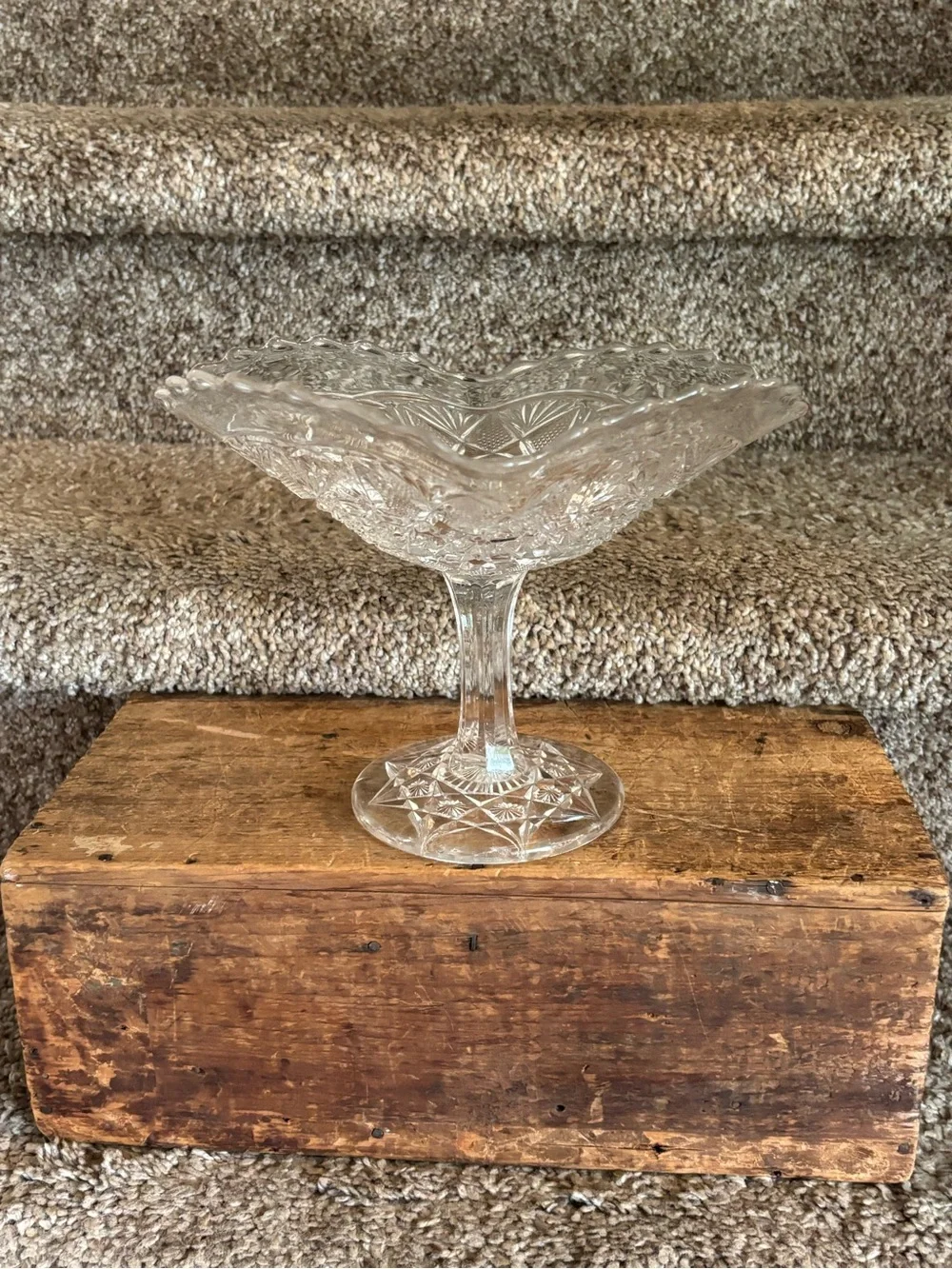 Clear Pressed Glass Compote Pedestal Bowl - Elegant Home Dining Accent